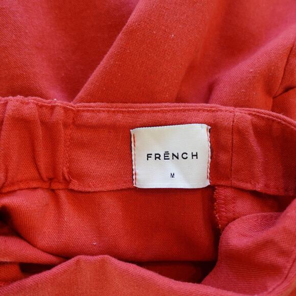 French Skort Womens Medium Red Wrap Front Back Zip Linen Skirt Shorts Parisian - Picture 3 of 9